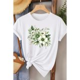 l'eivor Yeşil Çiçek Baskılı Kadın Pamuk T-shirt