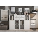 Leksa 2 Kapaklı Çekmeceli Raflı Kitaplık 130 Cm Beyaz Ktp-1100-Ç