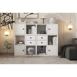 Leksa 4 Kapaklı Çekmeceli Raflı Kitaplık 130 Cm Beyaz Ktp-1094-Ç