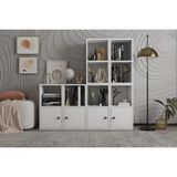 Leksa 4 Kapaklı Raflı Basamakli Kitaplık 130 Cm Beyaz Ktp-1239-Ç