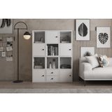 Leksa 5 Kapaklı Çekmeceli Raflı Kitaplık 97 Cm Beyaz Ktp-1064-Ç