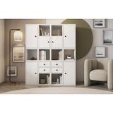 Leksa 6 Kapaklı Çekmeceli Raflı Kitaplık 130 Cm Beyaz Ktp-1118-Ç