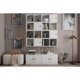 Leksa Eva 16 Duvar Raflı 8 Kapaklı Modern Beyaz Kitaplık