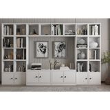 Leksa Eva 8 Kapaklı 22 Açık Raflı Özel Tasarım Modern Beyaz Kitaplık Hvv-Ktp-1006