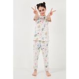 Lela % 100 Pamuk Bisiklet Yaka Kısa Kollu Kız Çocuk Pijama Takımı 6651004