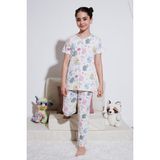Lela % 100 Pamuk Bisiklet Yaka Kısa Kollu Pijama Takımı Kız Çocuk Pijama Takımı 6651004 - Ekru - 3 - 4 Yaş