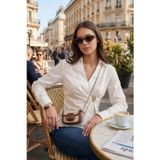 Lela % 100 Pamuk Slim Fit Toka Detaylı Uzun Kollu Bayan Gömlek 6778317 BEYAZ
