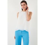 Lela Astarlı Kalın Askılı Standart Fit Bisiklet Yaka Şifon Bluz Bayan BLUZ 611FB220