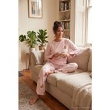 Lela Ayıcık Desenli Lastikli Bel Uzun Kollu Yumuşak Dokulu Kadın Pijama Takımı 6575023 PEMBE