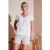 Lela Bağlamalı Yaka Kısa Kollu Regular Fit Bayan Bluz 5865641 EKRU