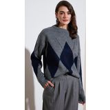 Lela Baklava Desenli Standart Fit Bisiklet Yaka Bayan Kazak 4615574 GRİ