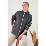 Lela Balıkçı Yaka Soft Akrilik Kazak Bayan Kazak 4614815 - Standart - Gri - Krem