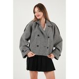 Lela Balıksırtı Pamuklu Regular Fit Kruvaze Yaka Astarlı Kaşe Ceket Mont Bayan Mont 6524981 - XL - Siyah - Beyaz