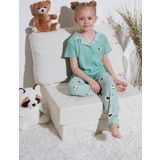 Lela Baskılı Beli Lastikli Gömlek Yaka Kısa Kollu Kız Çocuk Pijama Takımı 6576001 MİNT