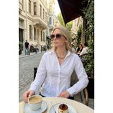 Lela Belden Oturtmalı Pileli Pamuk Karışımlı Fitted Fit Gömlek Bayan Gömlek 6778275 - Beyaz - S