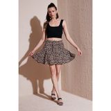 Lela Beli Lastikli Mini Şort Etek Kadın Etek 5864024 - Leopar