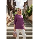 Lela Bisiklet Yaka Truvakar Kol Bluz Bayan Bluz 5861416Y - 2XL - Vişne