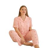 Lela Büyük Beden Desenli Regular Fit Düğmeli Yumuşak Dokulu Pijama Takımı Bayan PİJAMA TAKIMI 65750501