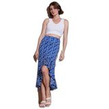 Lela Çiçek Desenli Regular Fit Volanlı Yüksek Bel Midi Boy Yırtmaçlı Etek Bayan ETEK 5869012
