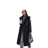 Lela Çift Taraflı Kapüşonlu Oversize Uzun Kaban Bayan KABAN 6810295