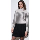 Lela Çizgili Regular Fit Balıkçı Yaka Bayan Kazak 4615565 EKRU