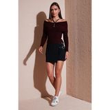 Lela Comfort Fit Kemer Detaylı Mini Boy Bayan Şort Etek 611SR0081 SİYAH