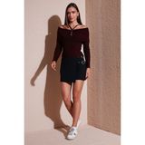 Lela Comfort Fit Kemer Detaylı Mini Boy Şort Etek Bayan Şort Etek 611SR0081 - Siyah
