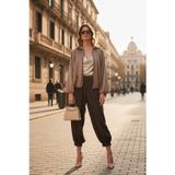 Lela Comfort Fit Yüksek Bel Lastikli Paça Saten Bayan Pantolon 68351217 KAHVE