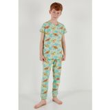 Lela Desenli % 100 Pamuk Bisiklet Yaka Erkek Çocuk Pijama Takımı 6651003
