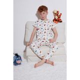 Lela Desenli % 100 Pamuk Bisiklet Yaka Pijama Takımı Erkek Çocuk Pijama Takımı 6651001 - 3 - 4 Yaş - Ekru - Kırmızı
