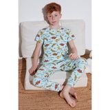 Lela Desenli % 100 Pamuk Bisiklet Yaka Pijama Takımı Erkek Çocuk Pijama Takımı 6651001 - 3 - 4 Yaş - Mint