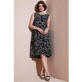 Lela Desenli Kolsuz Midi Bayan Elbise 5869007 SİYAH-BEYAZ