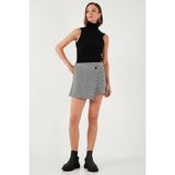 Lela Desenli Pamuklu Asimetrik Kışlık Mini Şort Etek Bayan Şort Etek 611SR0043 - Siyah - XL