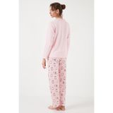 Lela Desenli Regular Fit Apaş Yaka Beli Lastikli Bol Paça Pijama Takımı Bayan PİJAMA TAKIMI 65714300