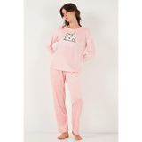 Lela Desenli Regular Fit Bisiklet Yaka Uzun Kollu Pijama Takımı Bayan PİJAMA TAKIMI 65713312