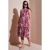 Lela Desenli Regular Fit Kolsuz Elbise Bayan Elbise 5865731 - Mürdüm