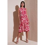 Lela Desenli Regular Fit Kolsuz Elbise Kadın Elbise 5865731 - Bordo