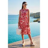Lela Desenli Regular Fit Kolsuz Elbise Kadın Elbise 5865731 - M - Bordo