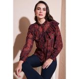 Lela Desenli Standart Fit Hakim Yaka Şifon Gömlek Bayan GÖMLEK 611GO00334