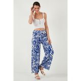 Lela Desenli Standart Fit Yüksek Bel Geniş Paça Pantolon Bayan PANTOLON 5869019