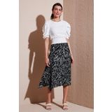 Lela Desenli Volanlı Midi Boy Bayan Etek 5869010 ZEBRA