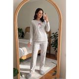 Lela Desenli Yumuşak Dokulu Kışlık Polar Kadın Pijama Takımı 6575031 GRİ