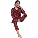 Lela Desenli Yumuşak Dokulu Regular Fit Apaş Yaka Beli Lastikli Rahat Pijama Takımı Bayan PİJAMA TAKIMI 65720501