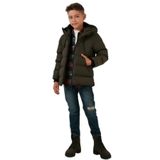 LELA Erkek Çocuk Haki Kapüşonlu, İçi Peluş Astarlı, Fermuarlı Şişme Mont, 9 Yaş