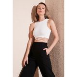 Lela Fitilli Çapraz Bağlama Detaylı Crop Atlet Bayan Atlet 5865586 - XL - Beyaz