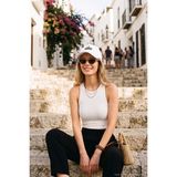 Lela Fitilli Super Crop Örme Bayan Atlet %95 Polyester Sıfır Yaka Hafif Tasarım 5865554 - Beyaz