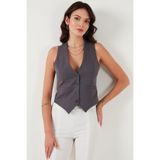 Lela Fitted Fit Düğmeli V Yaka Düğmeli Yelek Bayan YELEK 6696796
