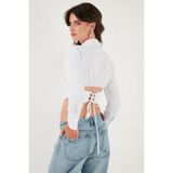 Lela Fitted Fit Pamuklu Korse Detaylı Uzun Kollu Crop Gömlek Bayan GÖMLEK 611GO00376