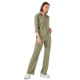 LELA Kadın Gri Slim Fit Yüksek Bel, Geniş Paça Dokulu Pantolon, S Beden