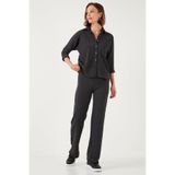 LELA Kadın Gri Slim Fit Yüksek Bel, Geniş Paça Dokulu Pantolon, XL